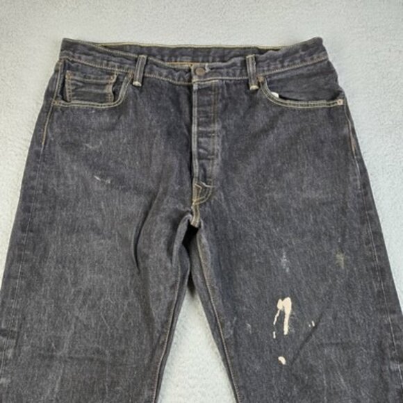 Levi's 501 Jeans Mens 38x34 Black Straight Leg Classic Button Fly American Denim - Picture 7 of 14